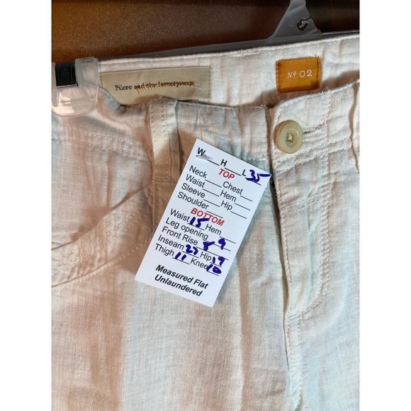 PILCRO & the Letterpress Straight Leg Linen Crop Pants Mid Rise White Size 8 - Picture 3 of 5